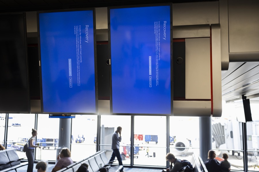 Pantallas azules en el aeropuerto de Chicago. 